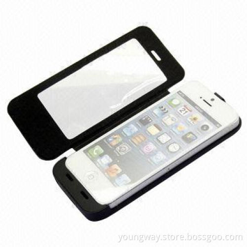 Battery Power Case with Leather Cover and 3,500mAh Capacity, Suitable for iPhone 5S